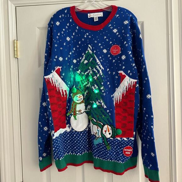 NWT Jolly Sweaters Murderous Snowman Ugly Christmas Sweater Xmas Holiday XL - Picture 7 of 15